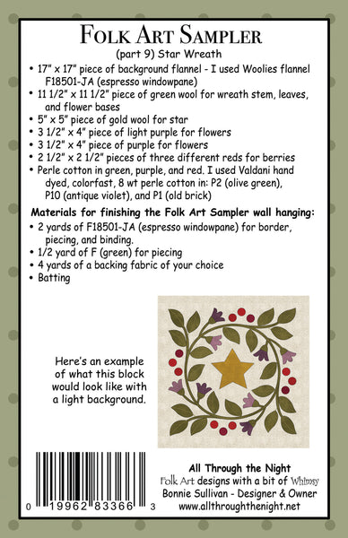 #2209 Folk Art Sampler- Star Wreath