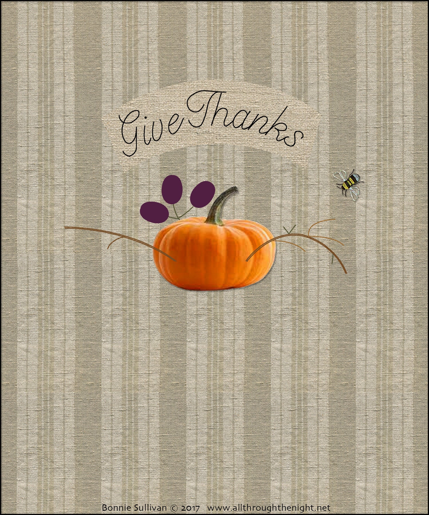 F1731 - Give Thanks (November) Preprinted Fabric
